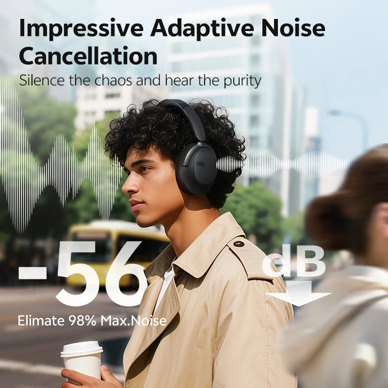 QCY H3S Over Ear Headphone Wireless Bluetooth 6.0 Hi-Res LDAC Spatial Sound Earphone Dual Driver -56dB Adaptive ANC Headset 102H