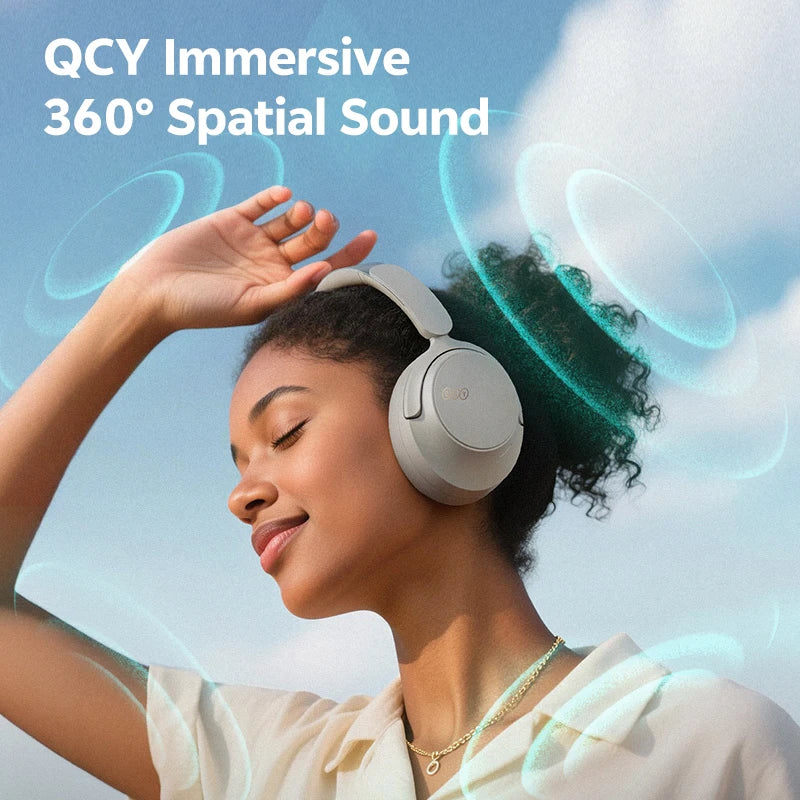 QCY H3S Over Ear Headphone Wireless Bluetooth 6.0 Hi-Res LDAC Spatial Sound Earphone Dual Driver -56dB Adaptive ANC Headset 102H